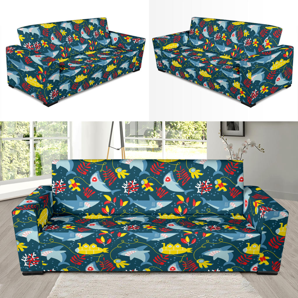 Scuba With Sharks Print Design LKS303 Sofa Slipcover