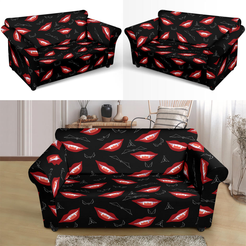 Vampire Lips Print Design LKS301 Loveseat Couch Slipcover