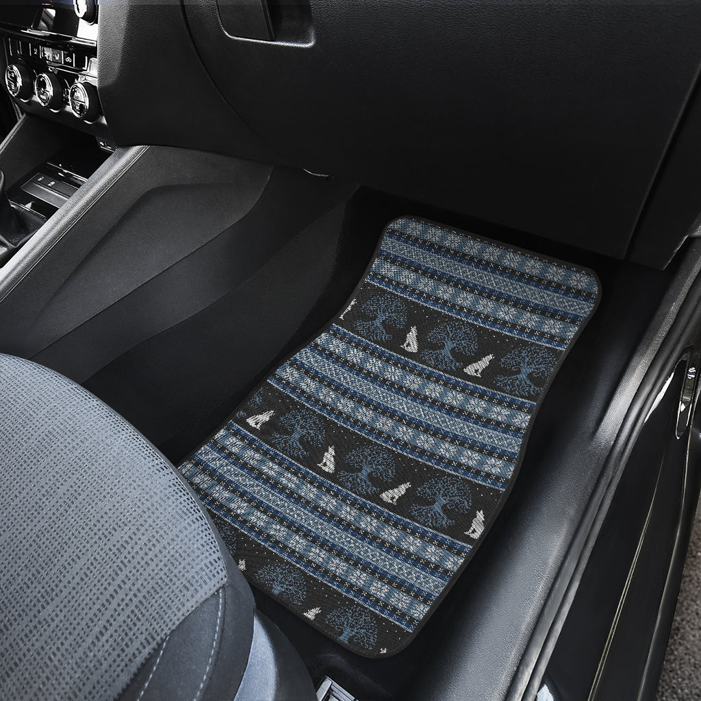 Wolf Tree of Life Knit Design Print Car Floor Mats Front Back