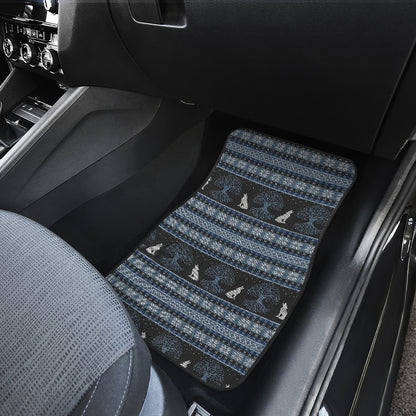 Wolf Tree of Life Knit Design Print Car Floor Mats Front Back