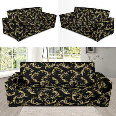 Baroque Golden Pattern Print Design 01 Sofa Slipcover