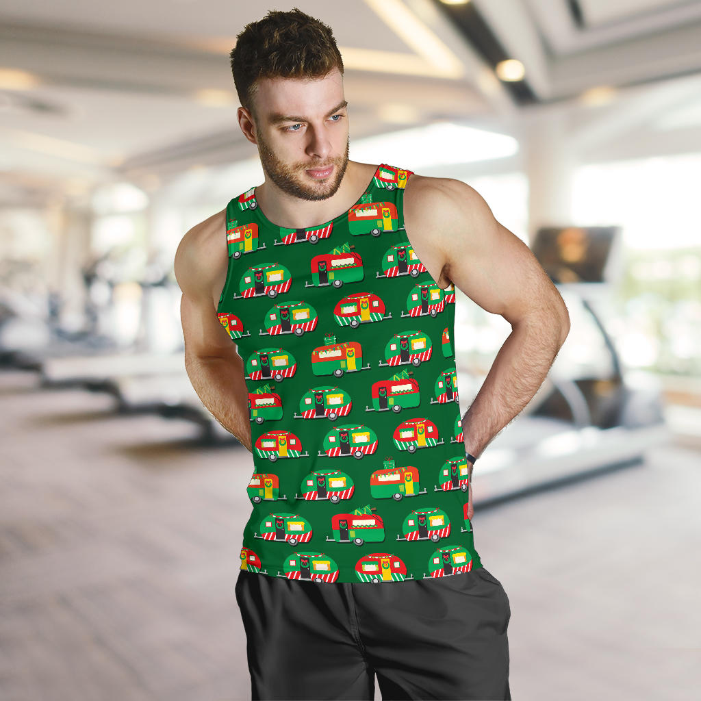 Camper Camping Christmas Themed Print Men Tank Top
