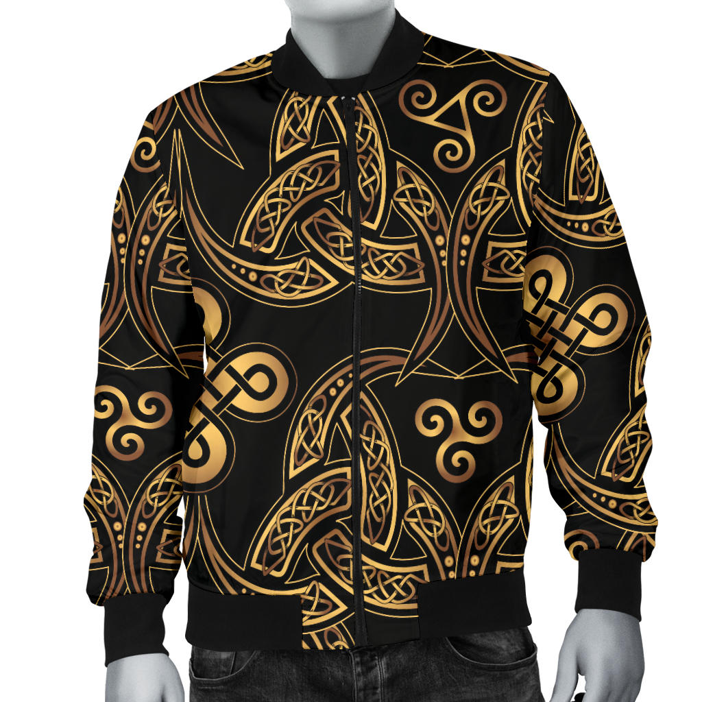 Celtic Knot Gold Design Men Bomber Jacket