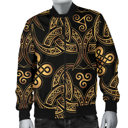 Celtic Knot Gold Design Men Bomber Jacket