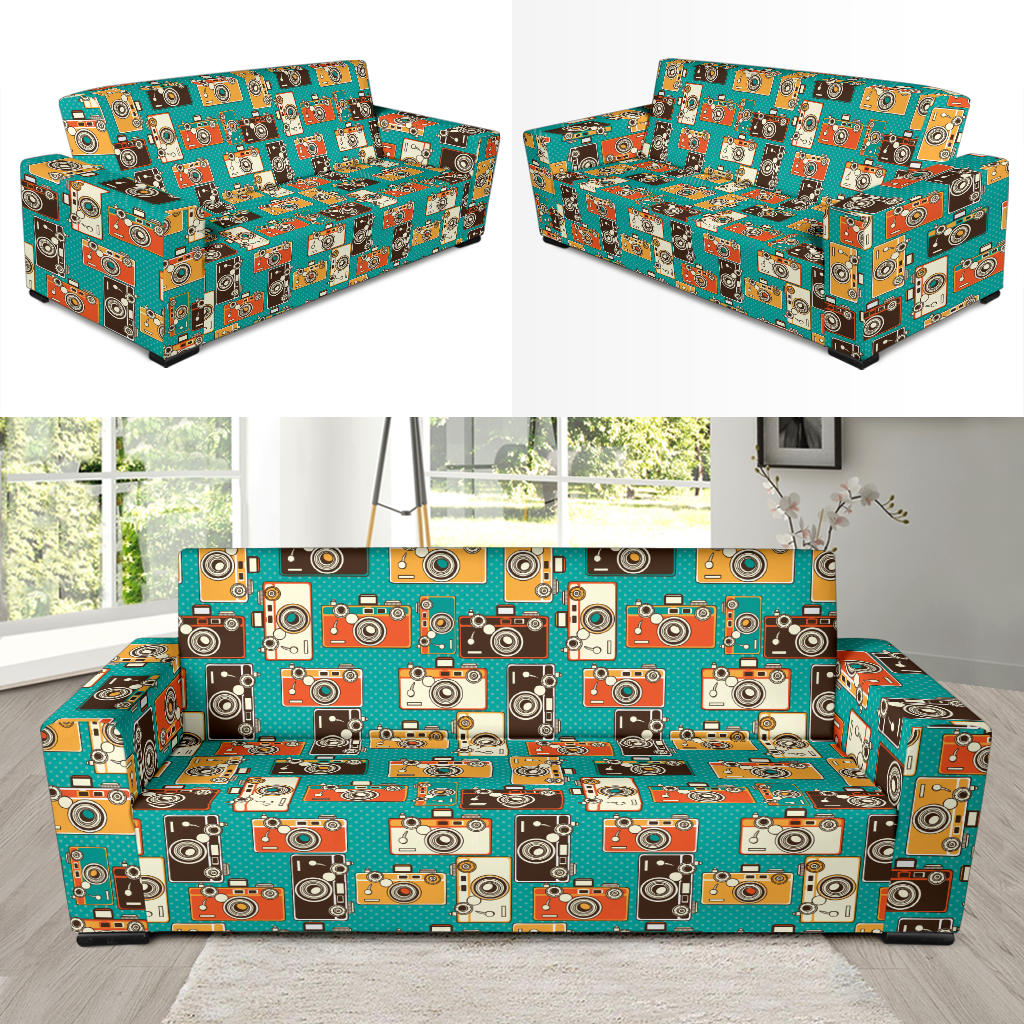 Camera Pattern Print Design 02 Sofa Slipcover
