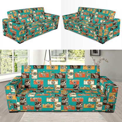 Camera Pattern Print Design 02 Sofa Slipcover