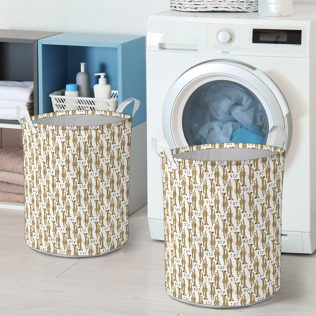 Trumpet with Music Note Print Laundry Basket