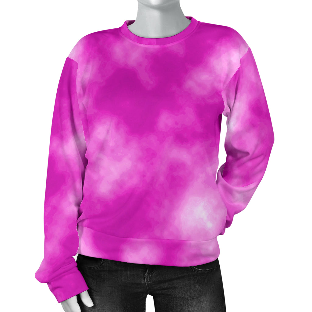 Tie Dye Pink Design Print Women Long Sleeve Sweatshirt