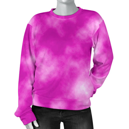 Tie Dye Pink Design Print Women Long Sleeve Sweatshirt