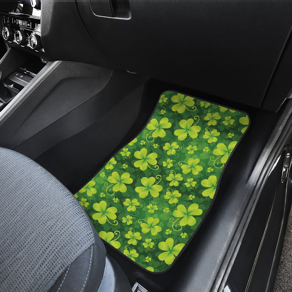 Shamrock Clover Print Car Floor Mats Front Back