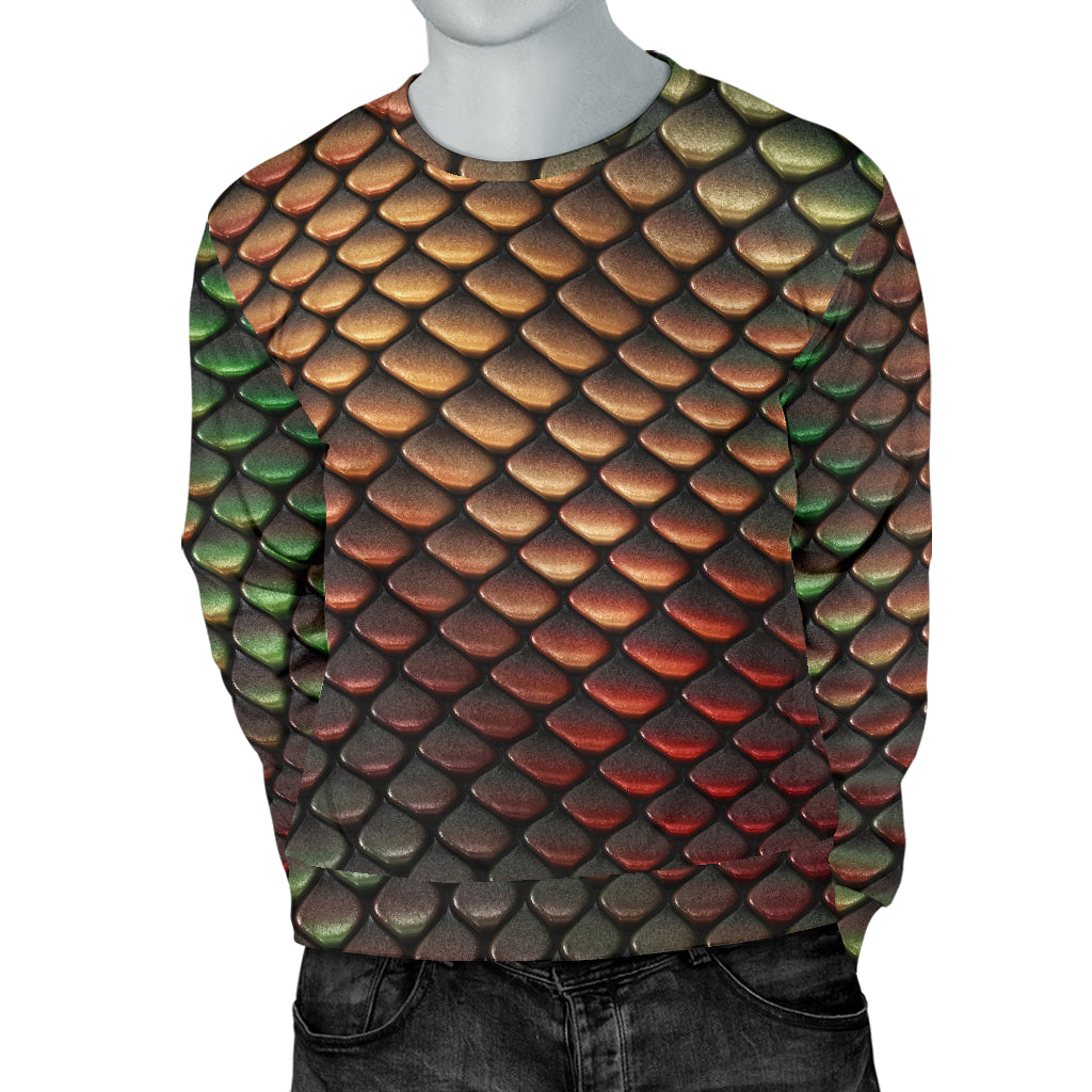 Snake Skin Colorful Print Men Long Sleeve Sweatshirt