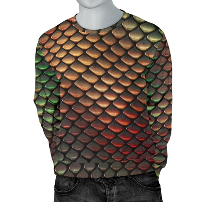 Snake Skin Colorful Print Men Long Sleeve Sweatshirt