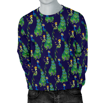 Peacock Art Design Print Men Long Sleeve Sweatshirt