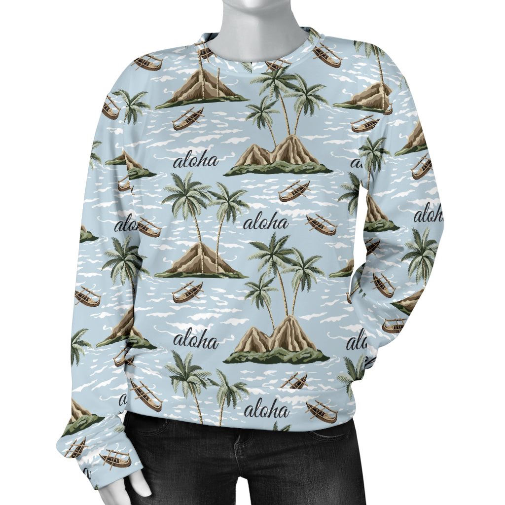 Aloha Hawaii island Design Themed Print Women Long Sleeve Sweatshirt