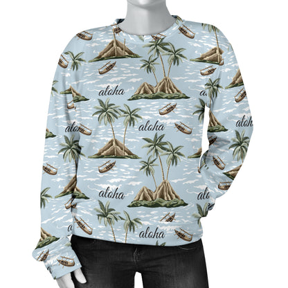Aloha Hawaii island Design Themed Print Women Long Sleeve Sweatshirt
