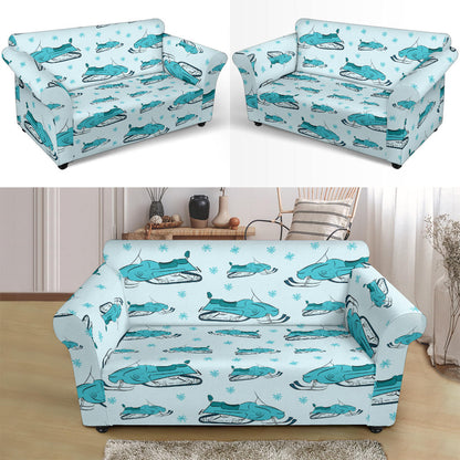 Snowmobile Print Design LKS301 Loveseat Couch Slipcover