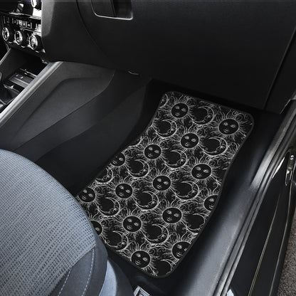Sun Moon White Design Themed Print Car Floor Mats Front Back