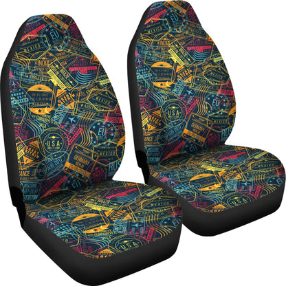 Travel Stamp Colorful Print Design LKS304 Car Seat Covers