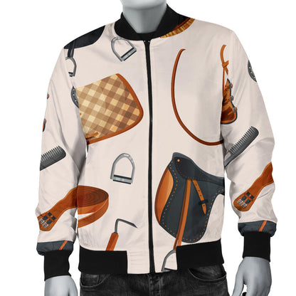 Equestrian Equipment Print Pattern Men Bomber Jacket