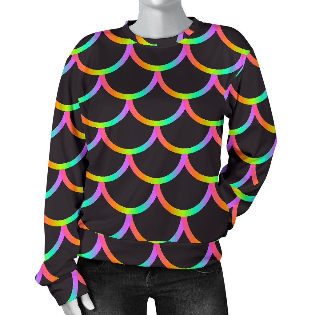 Mermaid Tail Rainbow Design Print Women Long Sleeve Sweatshirt