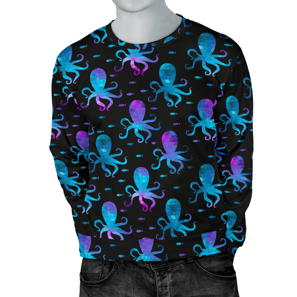 Octopus Blue Design Print Themed Men Long Sleeve Sweatshirt