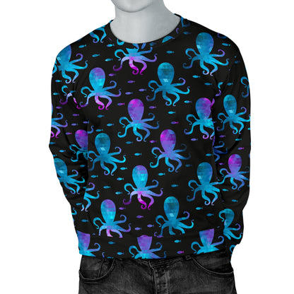 Octopus Blue Design Print Themed Men Long Sleeve Sweatshirt