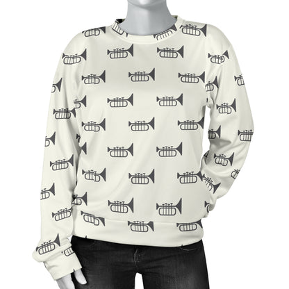 Trumpet Pattern Themed Print Women Long Sleeve Sweatshirt