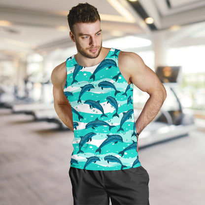 Dolphin Design Print Pattern Men Tank Top