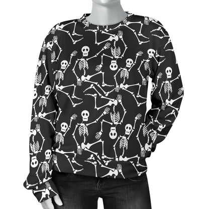 Skeleton Themed Print Women Long Sleeve Sweatshirt