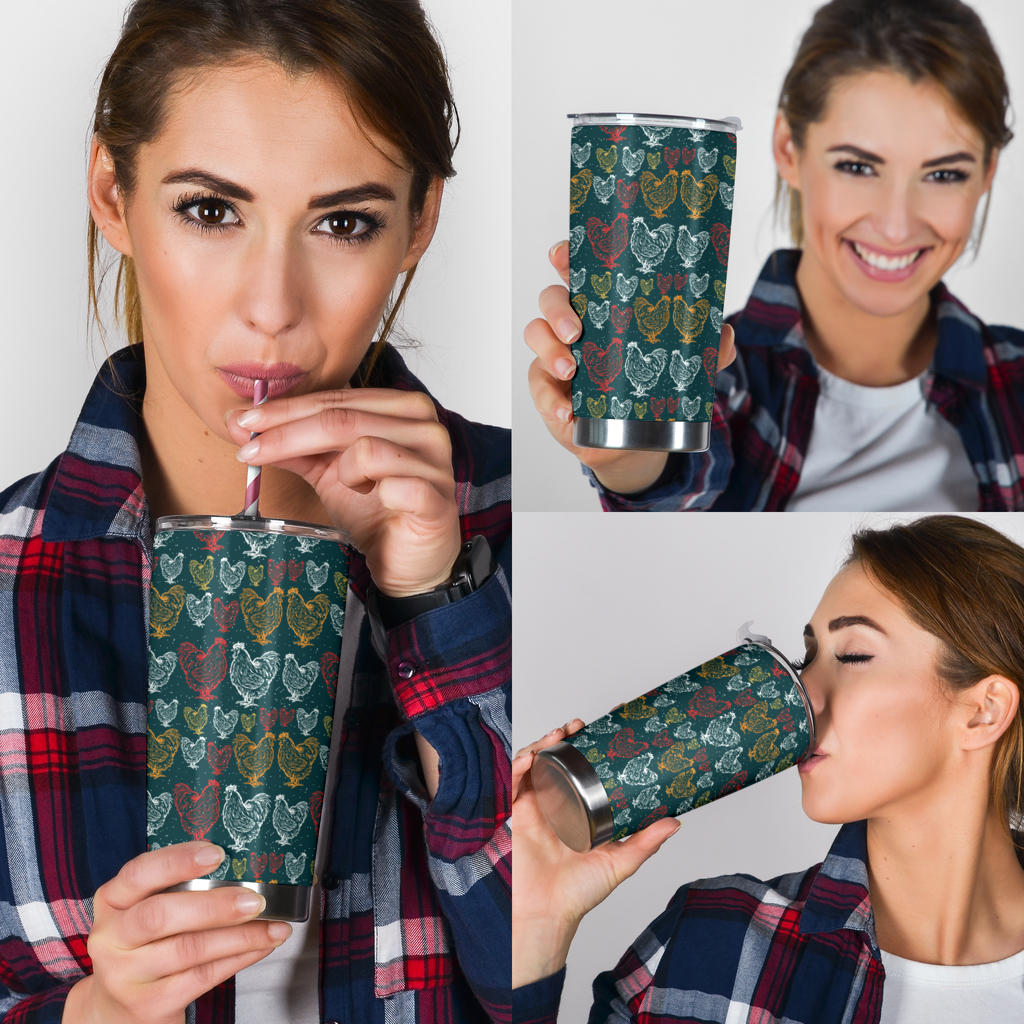 Rooster Hand Draw Design Tumbler