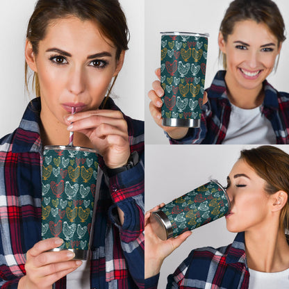 Rooster Hand Draw Design Tumbler