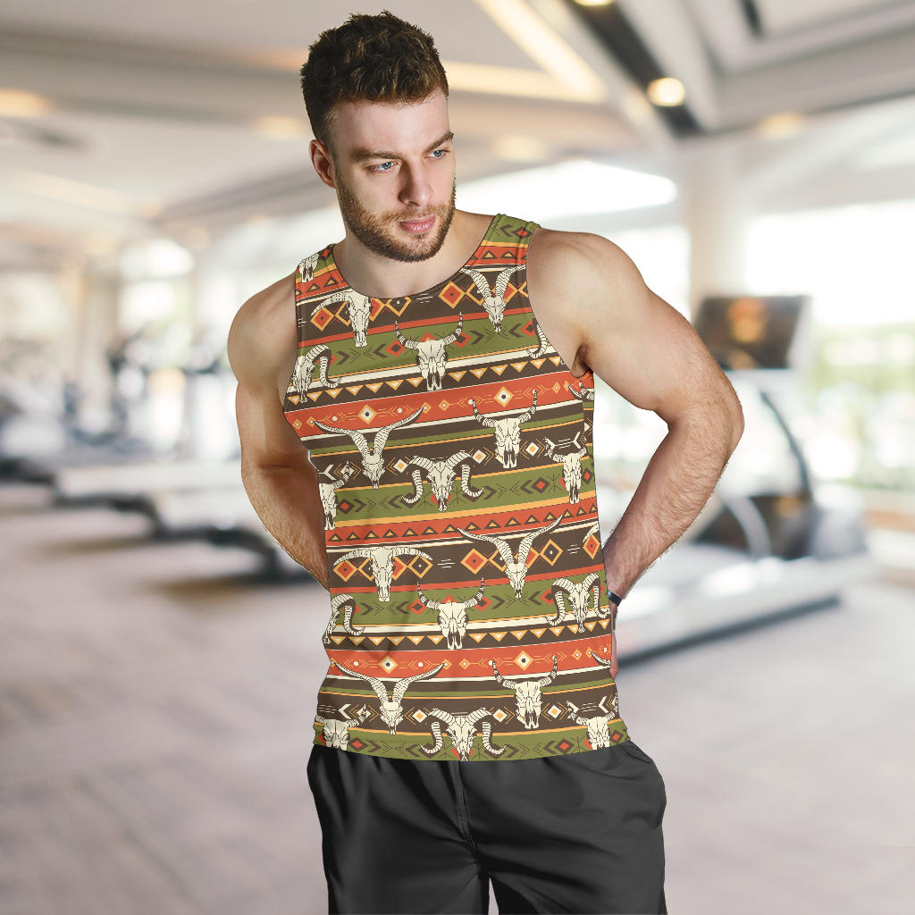 American indian Skull Animal Men Tank Top
