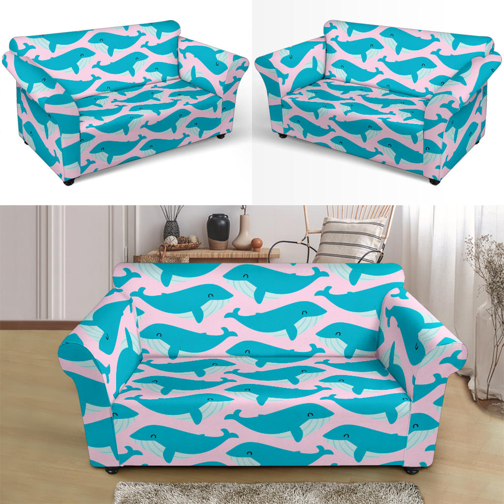Whale Print Design LKS302 Loveseat Couch Slipcover