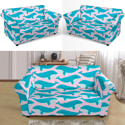 Whale Print Design LKS302 Loveseat Couch Slipcover