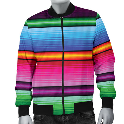 Mexican Blanket Colorful Print Pattern Men Bomber Jacket