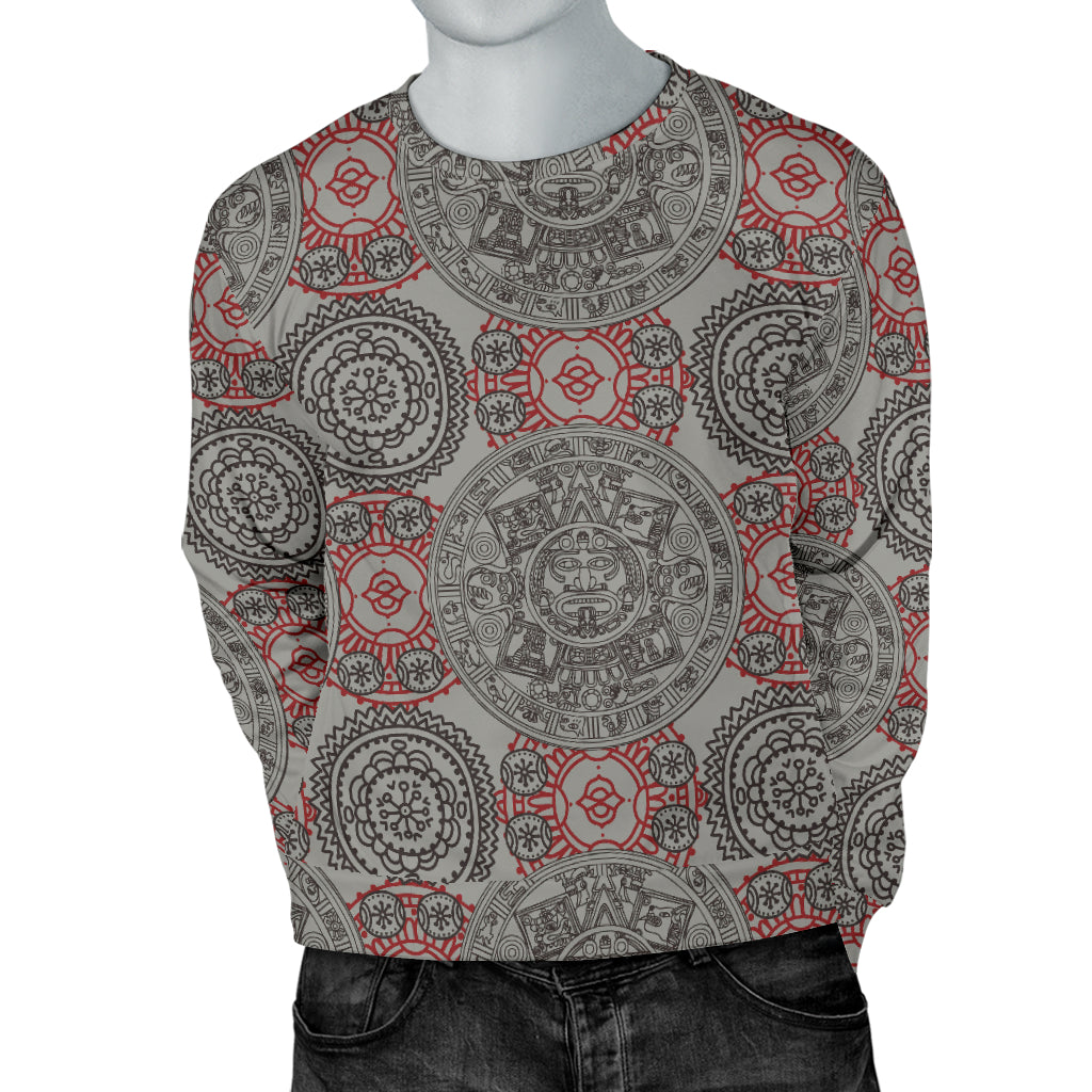 Calendar Aztec Style Print Pattern Men Long Sleeve Sweatshirt