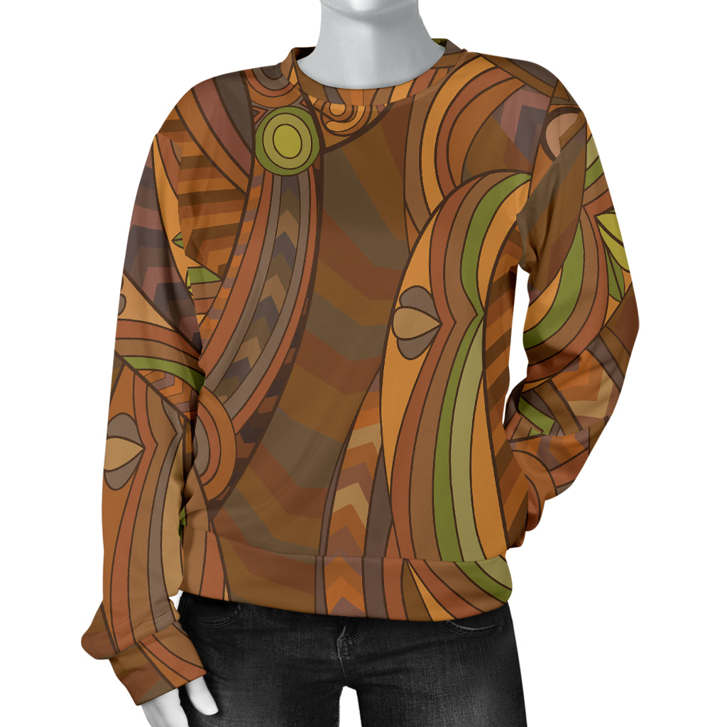 Maori Ornament Design Print Women Long Sleeve Sweatshirt