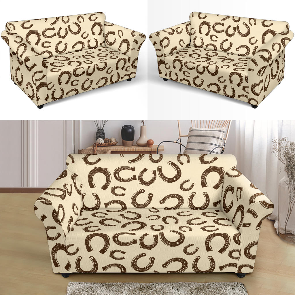 Horseshoe Print Design LKS302 Loveseat Couch Slipcover
