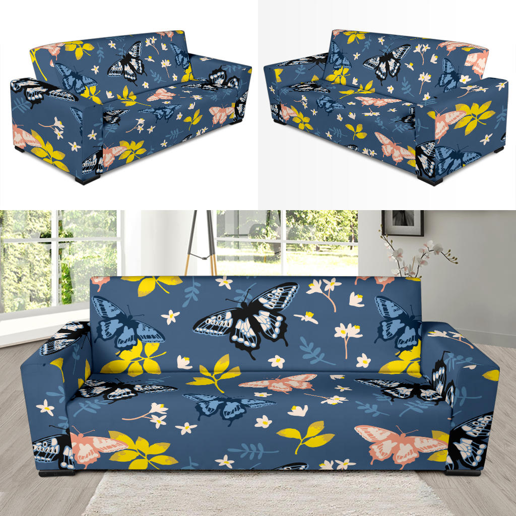 Monarch Butterfly Pattern Print Design 02 Sofa Slipcover