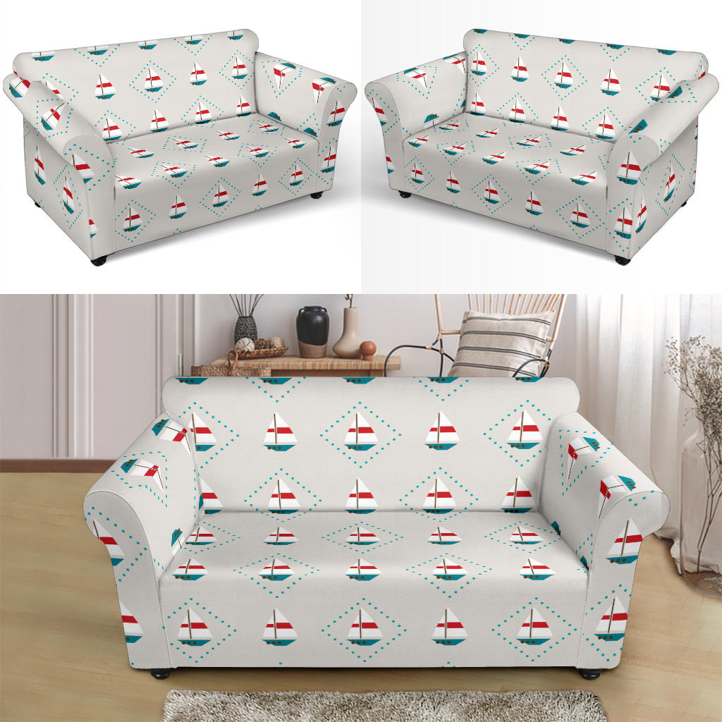 Sailboat Print Design LKS301 Loveseat Couch Slipcover