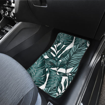 Tropical Palm Leaves Pattern Car Floor Mats Front Back