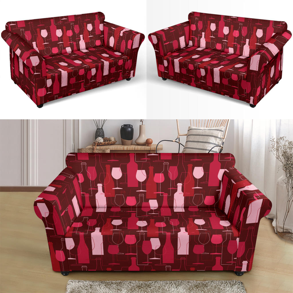 Wine Print Design LKS304 Loveseat Couch Slipcover
