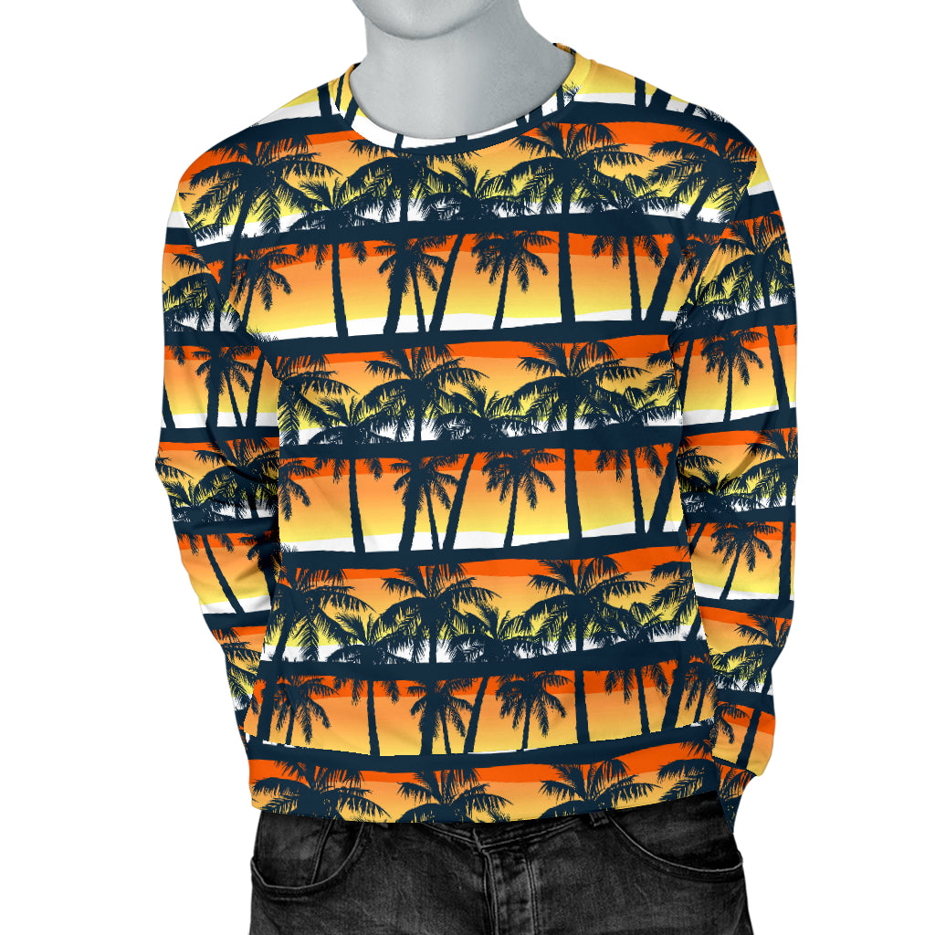Palm Tree Sunset Design Print Men Long Sleeve Sweatshirt