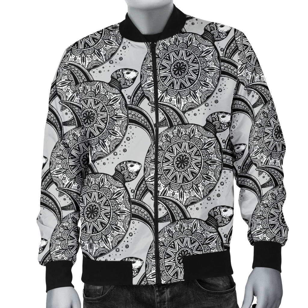 Tribal Turtle Polynesian Themed Print Men Bomber Jacket