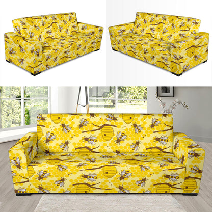 Bee With Honeycomb Print Design LKS302 Sofa Slipcover