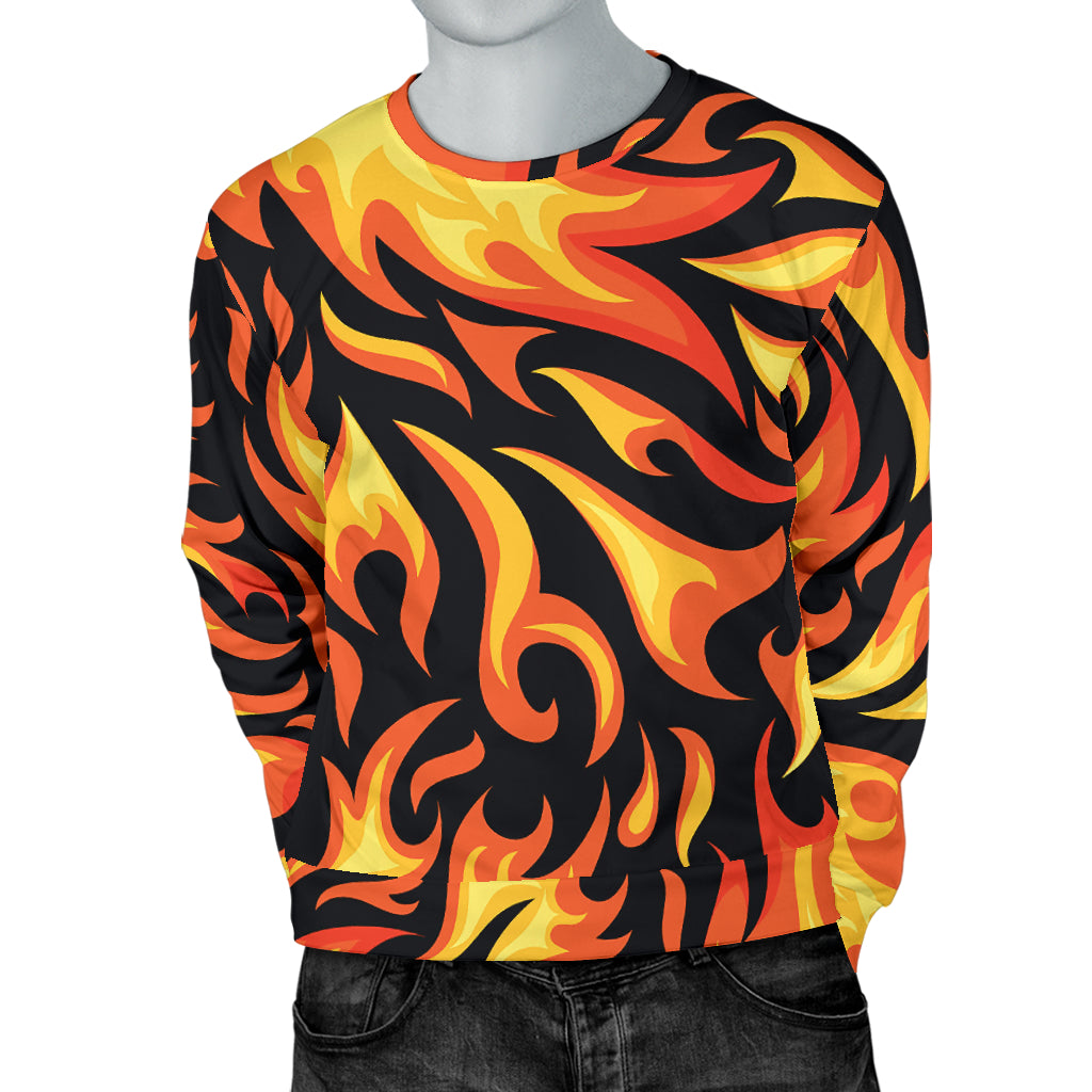 Flame Fire Design Pattern Men Long Sleeve Sweatshirt