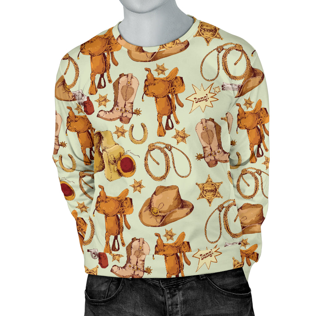 Western Cowboy Design Pattern Men Long Sleeve Sweatshirt