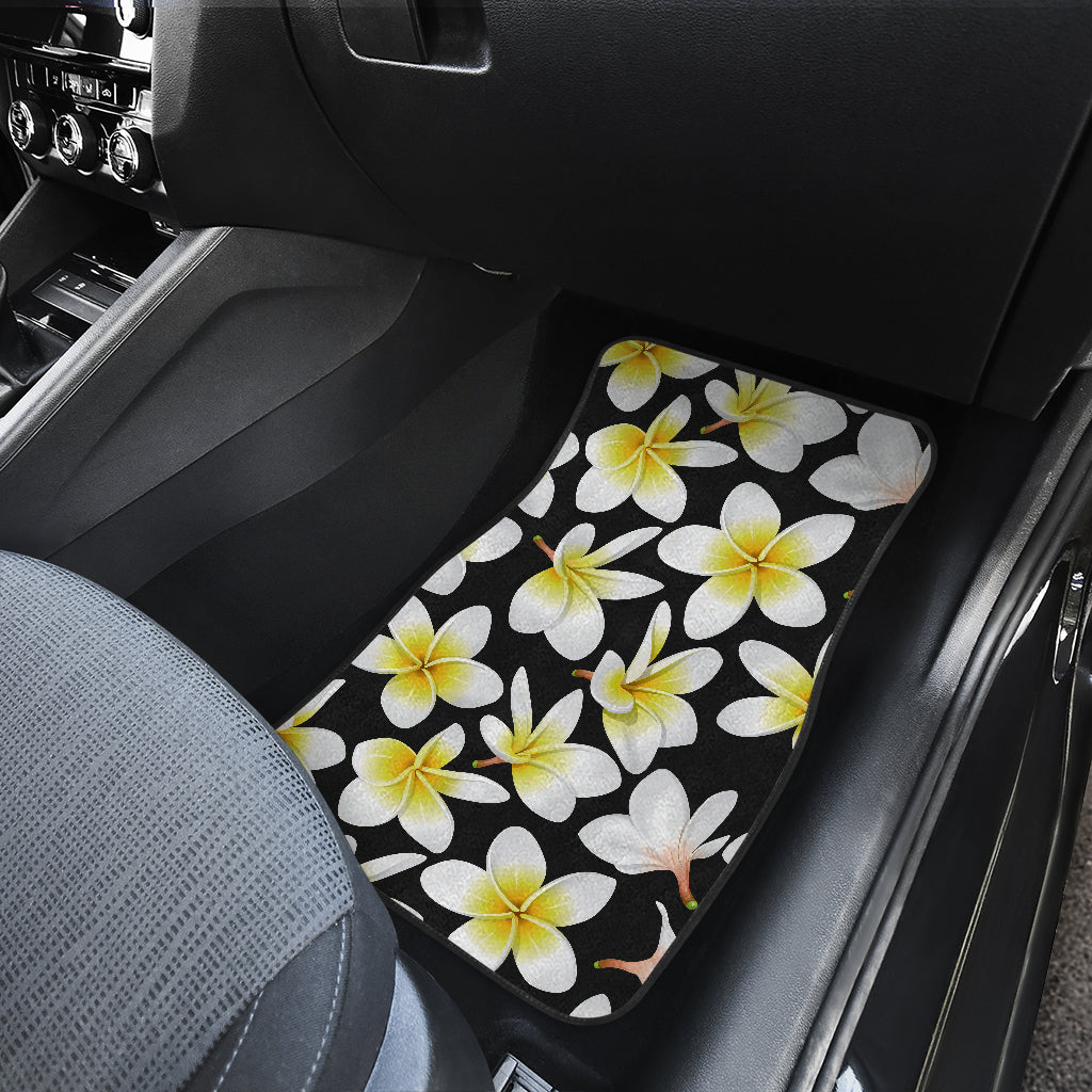 Yellow Plumeria Hawaiian Flowers Car Floor Mats Front Back