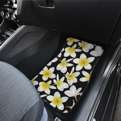 Yellow Plumeria Hawaiian Flowers Car Floor Mats Front Back