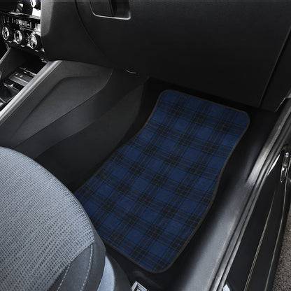 Navy Blue Tartan Plaid Pattern Car Floor Mats Front Back